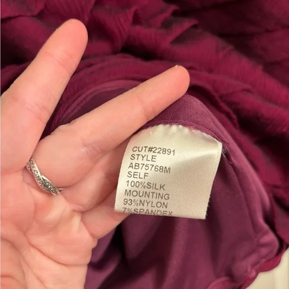 Tadashi 100% Silk Rich Plum Textured Mini Dress - Picture 4 of 4